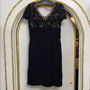 Oscar de la Renta Boutique Black Lace Silk-Lined Cocktail Dress | Vintage | Size
